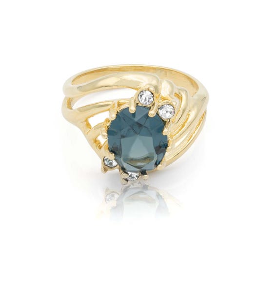 Bague vintage en saphir et cristaux Swarovski transparents jonc en or antique 18 carats R1143 Stock limite Jamais porte Etsy France
