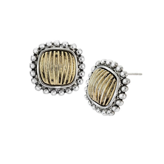 Vintage Earrings Oscar De La Renta Retro Two Tone… - image 7
