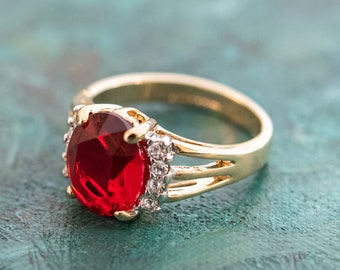 はち✨クリスマス直前商品❣️美しい❣️勝利に導く❣️Ruby ring✨ Buy Estele Rose Gold Plated CZ Sparkling Finger Ring with