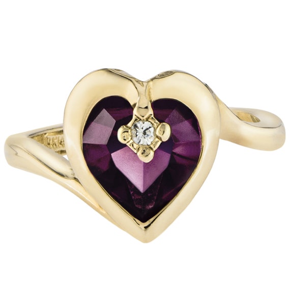 Vintage Ring 1970s Heart Shape Ring with Amethyst… - image 6