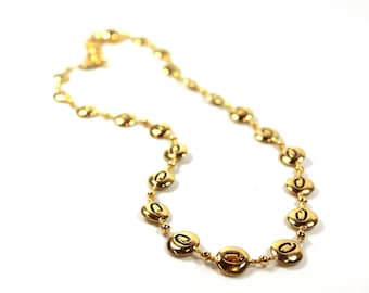 Vintage Oscar De La Renta 16 Inche with a 2.5 Inch Extender Gold "O" Insignia Bead Chain Necklace S Hook #OS121