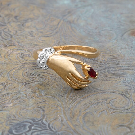 Vintage Ruby Ring: 18k Gold Electroplated, Austri… - image 4