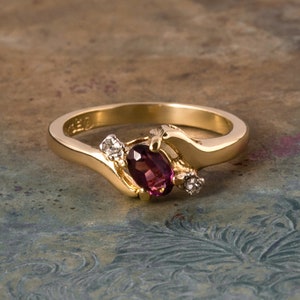 Vintage Ring Amethyst und klare Kristalle 18k Gold Februar Birthstone Antique Schmuck Womans Handmade # R1036 - Begrenzte Lager - nie getragen