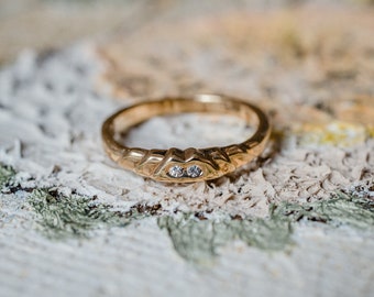 Vintage 18k Yellow Gold Electroplated Stacking Ring with Clear Swarovski Crystals Made in USA R3836