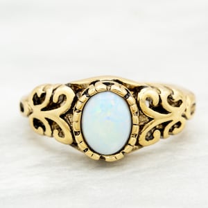 Vintage Opal Ring: 18k Gold galvanisiert, Made in USA