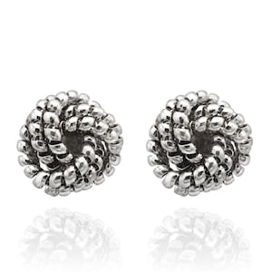 Vintage Oscar de la Renta Clip Earrings Silver Tone Swirl Dome Design Antique Gold Earrings Jewelry Womans Clip Button Earrings OSE-1442-CW