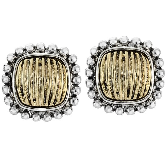 Vintage Earrings Oscar De La Renta Retro Two Tone… - image 6