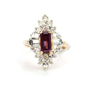 Vintage 1970s Amethyst Swarovski Kristall Ring: 18k Gold Plated
