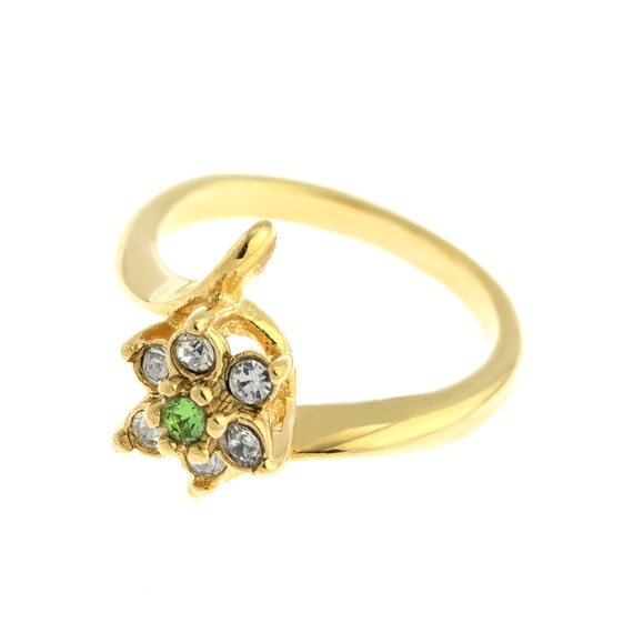 Vintage Ring 1970's Peridot and Swarovski Crystal… - image 6