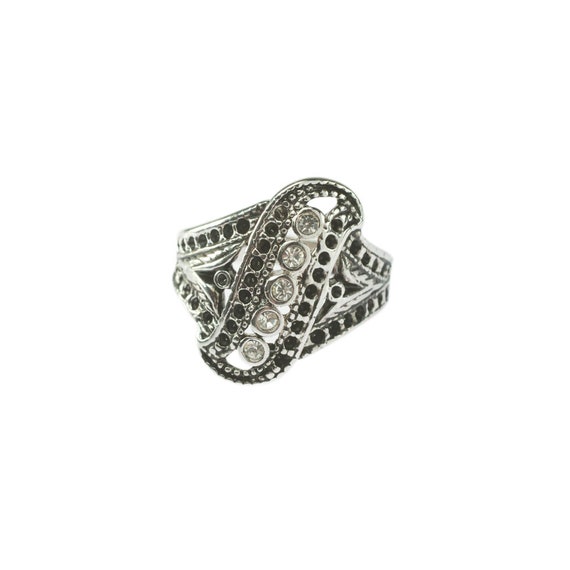 Vintage Ring 1970s Antique 18k White Gold Silver … - image 3