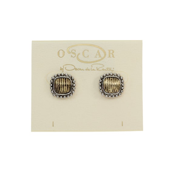 Vintage Earrings Oscar De La Renta Retro Two Tone… - image 4