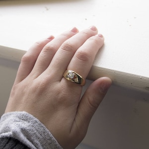 Vintage Ring 18kt Gold Austrian Crystal Engagement Ring Womans Antique Gold Jewelry Engage R1002 - Limited Stock - Never Worn