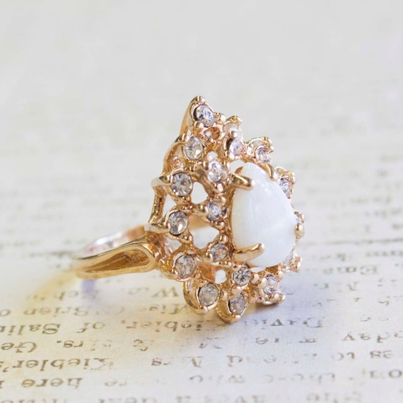 Vintage Ring Victorian Style Genuine Opal Clear S… - image 2