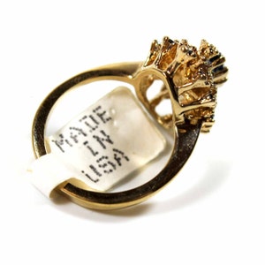 Vintage 18k Gold Sapphire Cocktail Ring: Victorian Swarovski Crystal Statement image 2