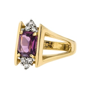 Women's Vintage Ring Amethyst Ring Antique 18k Gold Austrian Crystals February Birthstone Womans Jewelry #R1747