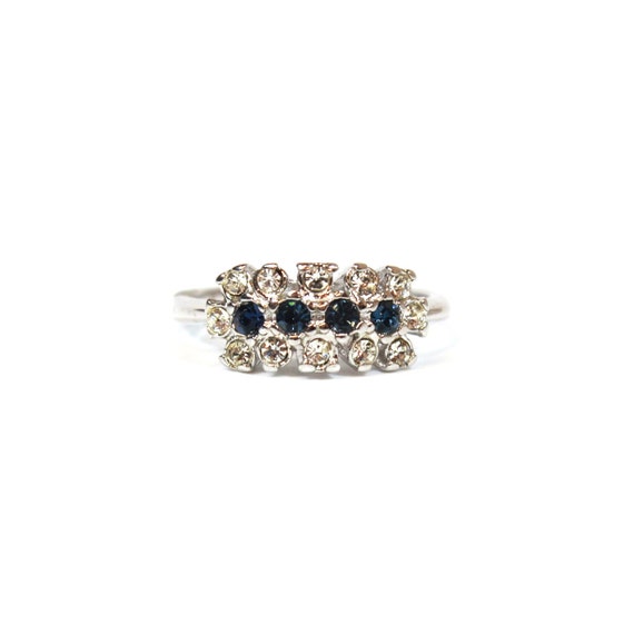 Womens Vintage Ring Sapphire and Clear Austrian C… - image 4