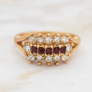 Vintage Frauen Antik Rubin Cocktail Ring Österreichische Kristall 18k Gold Galvanisieren Statement Schmuck USA Handmade Mädchen Juli Birthstone Ringe
