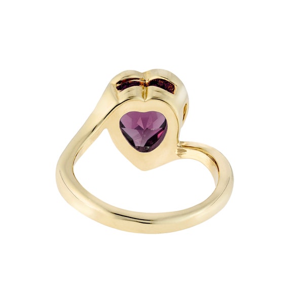 Vintage Ring 1970s Heart Shape Ring with Amethyst… - image 4