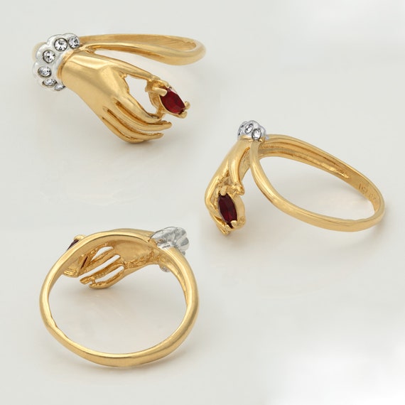 Vintage Ruby Ring: 18k Gold Electroplated, Austri… - image 3