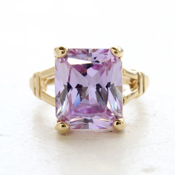Vintage Ring Lavender Swarovski Crystal Cocktail … - image 3