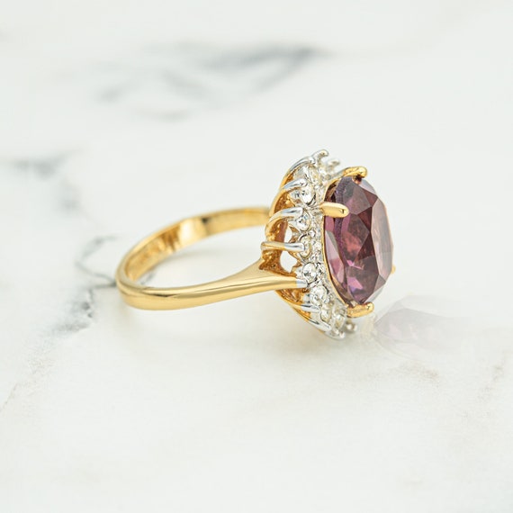 Vintage Ring Amethyst and Clear Austrian Crystal … - image 2