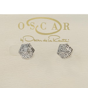 Vintage Earrings Oscar De La Renta White Gold Plated Knot Post Earrings Antique Jewelry Handmade Basket Weave Limited Stock - Never Worn