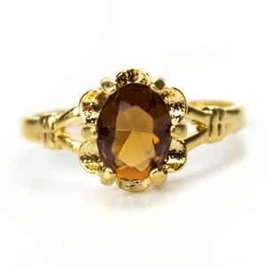 Vintage Ring 1970s Smoky Topaz Solitaire Ring 18k Gold November Birthstone Antique Womans Jewlery #R555 - Limited Stock - Never Worn