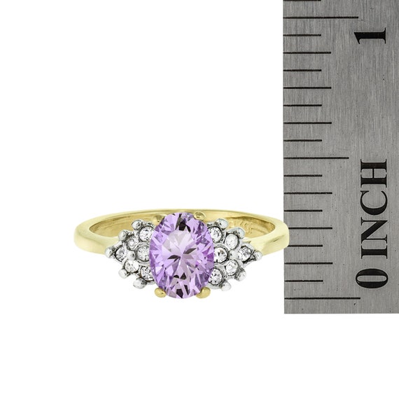 Vintage Ring Lavender Cubic Zirconia and Clear Cr… - image 9