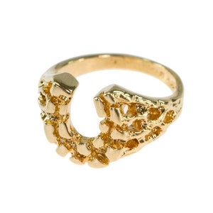 Vintage 18k Gold Electroplated Horseshoe Ring: Equestrian Good Luck Charm