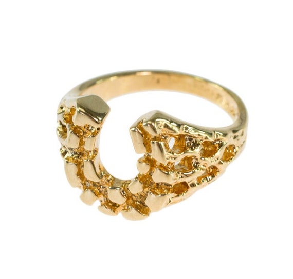 Vintage Horseshoe Ring 18k Gold Electroplated Woman or Man Good Luck Antique Equestrian Ring Handcrafted Made in USA R1688 Etsy