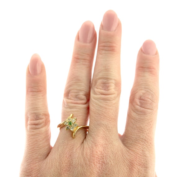 Vintage Ring 1970's Peridot and Swarovski Crystal… - image 4