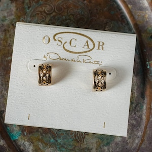 Pendientes vintage firmados Oscar De La Renta Pendientes gruesos de aros de tono dorado antiguo para mujer A#OS2445 - Stock limitado - Nunca usado