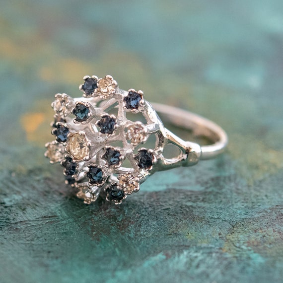 Vintage Ring Sapphire and Clear Swarovski Crystal… - image 3