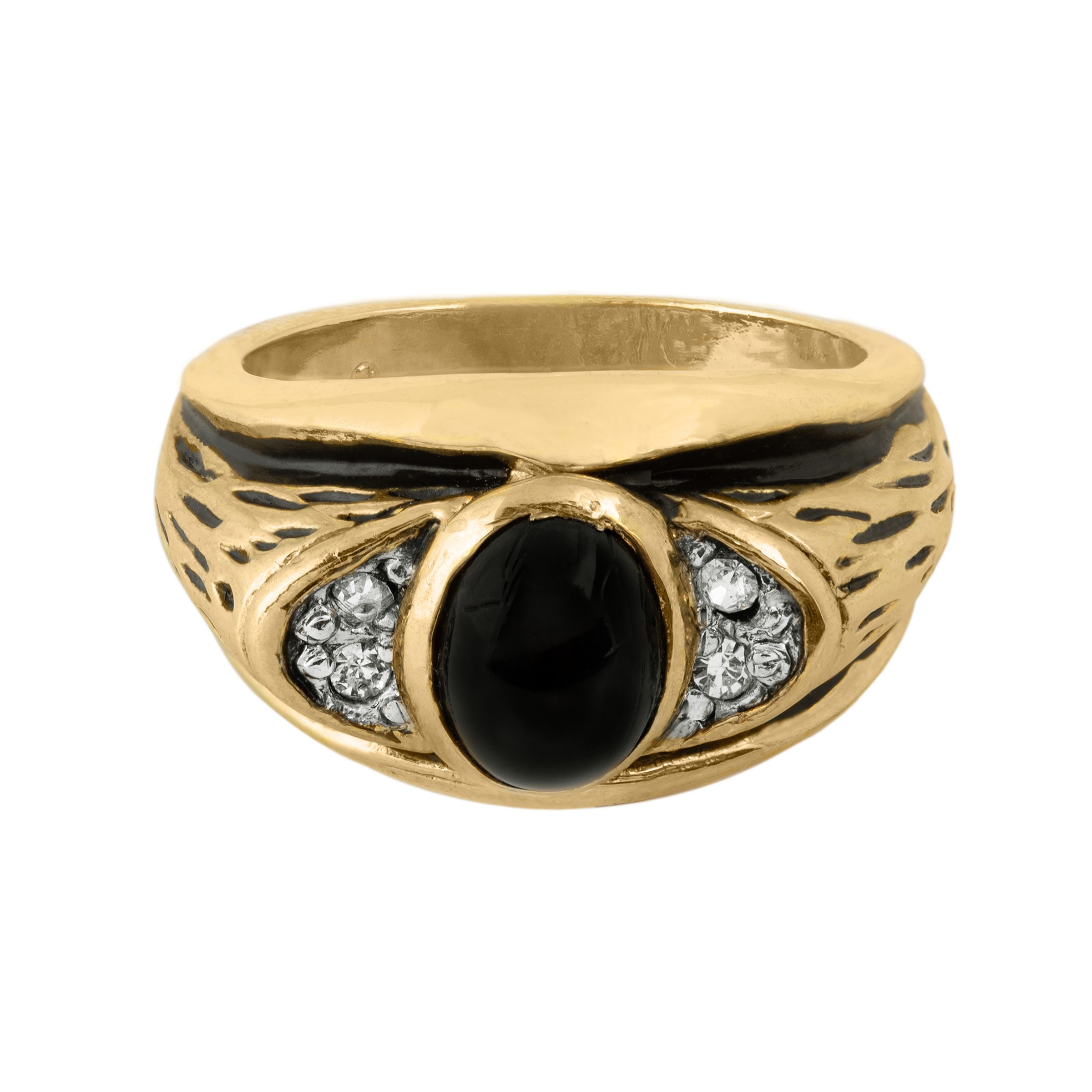 Mens gold ring with sales black onyx and diamond