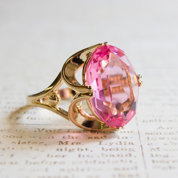 Swarovski vintage cocktail ring cheap pink