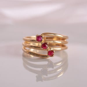 Womens Vintage Princess Ring Genuine Ruby 18k Gold Electroplated Ring Antique Design Stamped HGE Handmade in USA July Birthstone Girl Rings