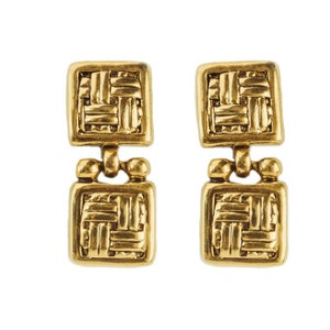 Vintage Earring Oscar de la Renta Signed Gold Tone Dangle Earrings Antique Designer Jewelry for Women - Limited Stock - Never Worn