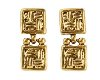Vintage Oscar de la Renta Gold Tone Dangle Earrings: Never Worn