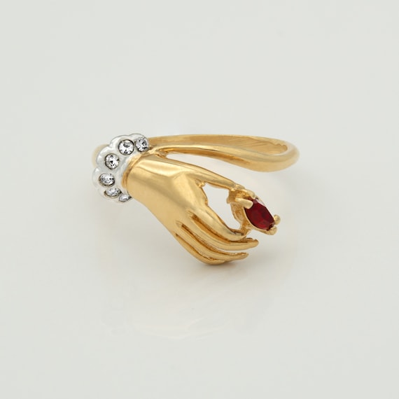 Vintage Ruby Ring: 18k Gold Electroplated, Austri… - image 1