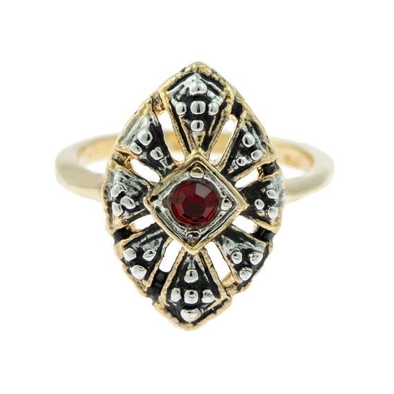 Vintage Ring Antique 18k Gold Ring Ruby Swarovski… - image 5