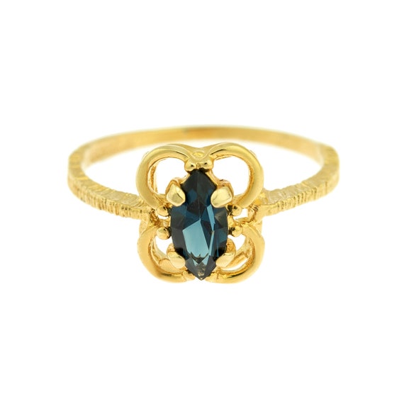 Vintage Ring Sapphire Austrian Crystal Ring 18k G… - image 5