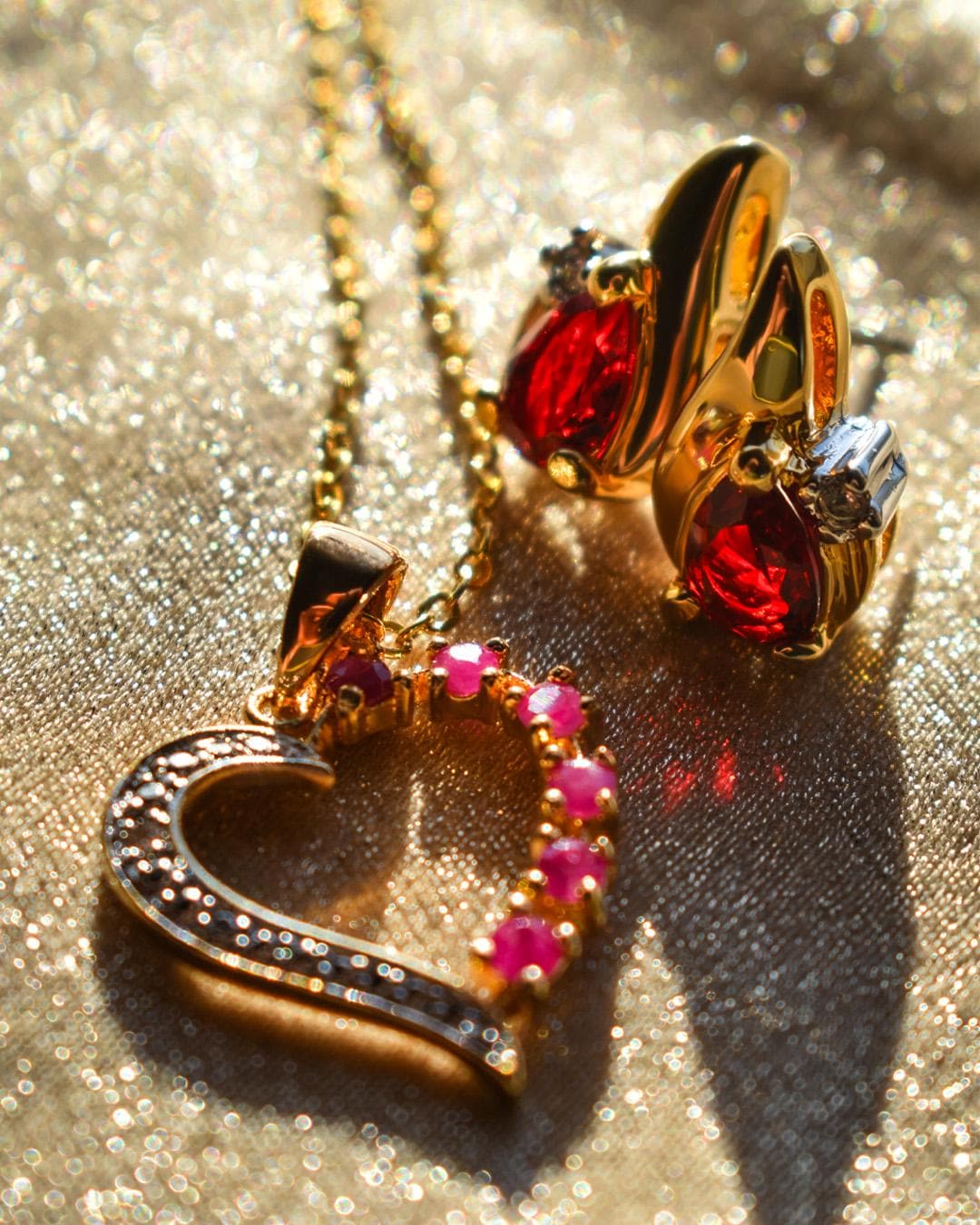 Vintage Ruby Heart Pendant Necklace: 14kt Gold Plated  14 kt gold filled genuine Ruby vintage necklace main image 0