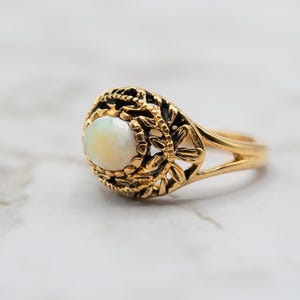 Vintage Opal Ring: 18k Gold galvanisiert, Oktober Geburtsstein