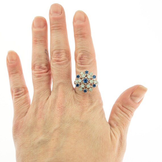 Vintage Ring Sapphire Swarovski Crystals and Pinfire Opals