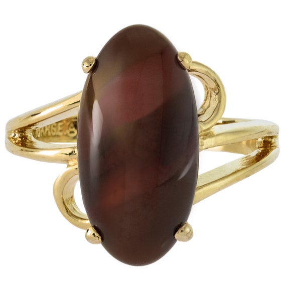 Vintage Ring 1970s Imitation Brown Coral 18k Gold… - image 9