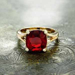 Vintage Ring Ruby Austrian Crystal Ring 18k Gold Antique Womans Jewlery Big Statement Rings Handmade Boho R2662 - Limited Stock - Never Worn