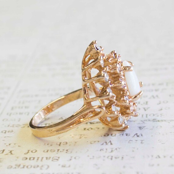 Vintage Ring Victorian Style Genuine Opal Clear S… - image 3