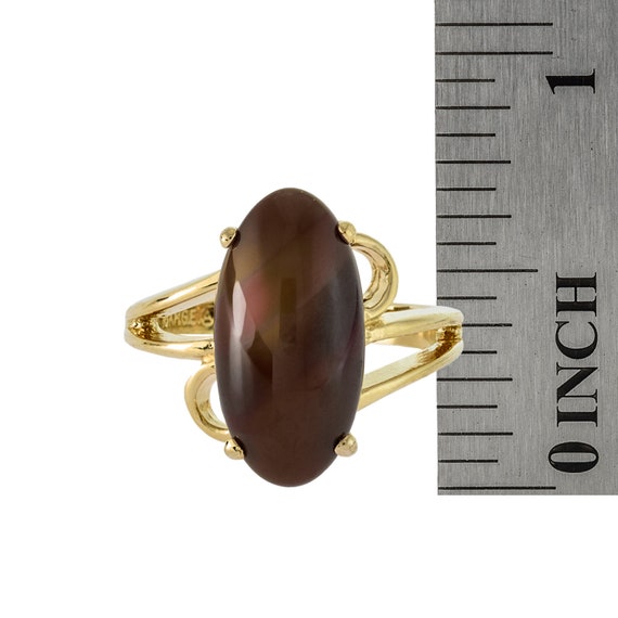 Vintage Ring 1970s Imitation Brown Coral 18k Gold… - image 10