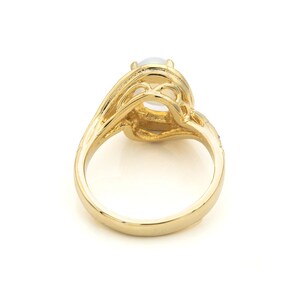 Vintage 18k Gold Electroplated Jelly Opal Ring with Swarovski Crystals image 5