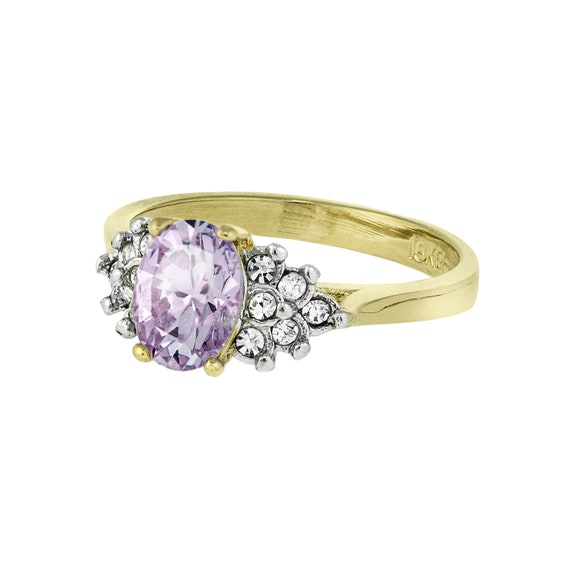 Vintage Ring Lavender Cubic Zirconia and Clear Cr… - image 5